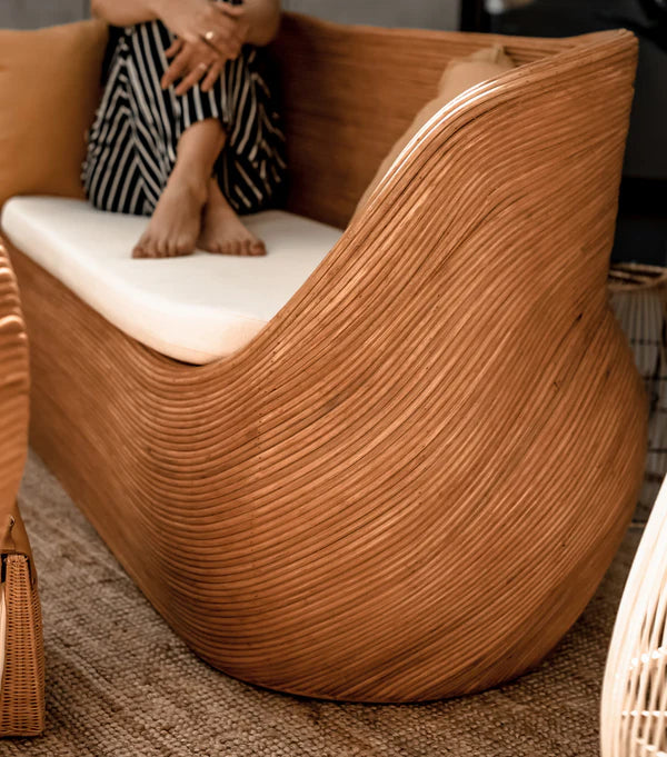 TEGAL RATTAN SET 4 COGNAC RUND