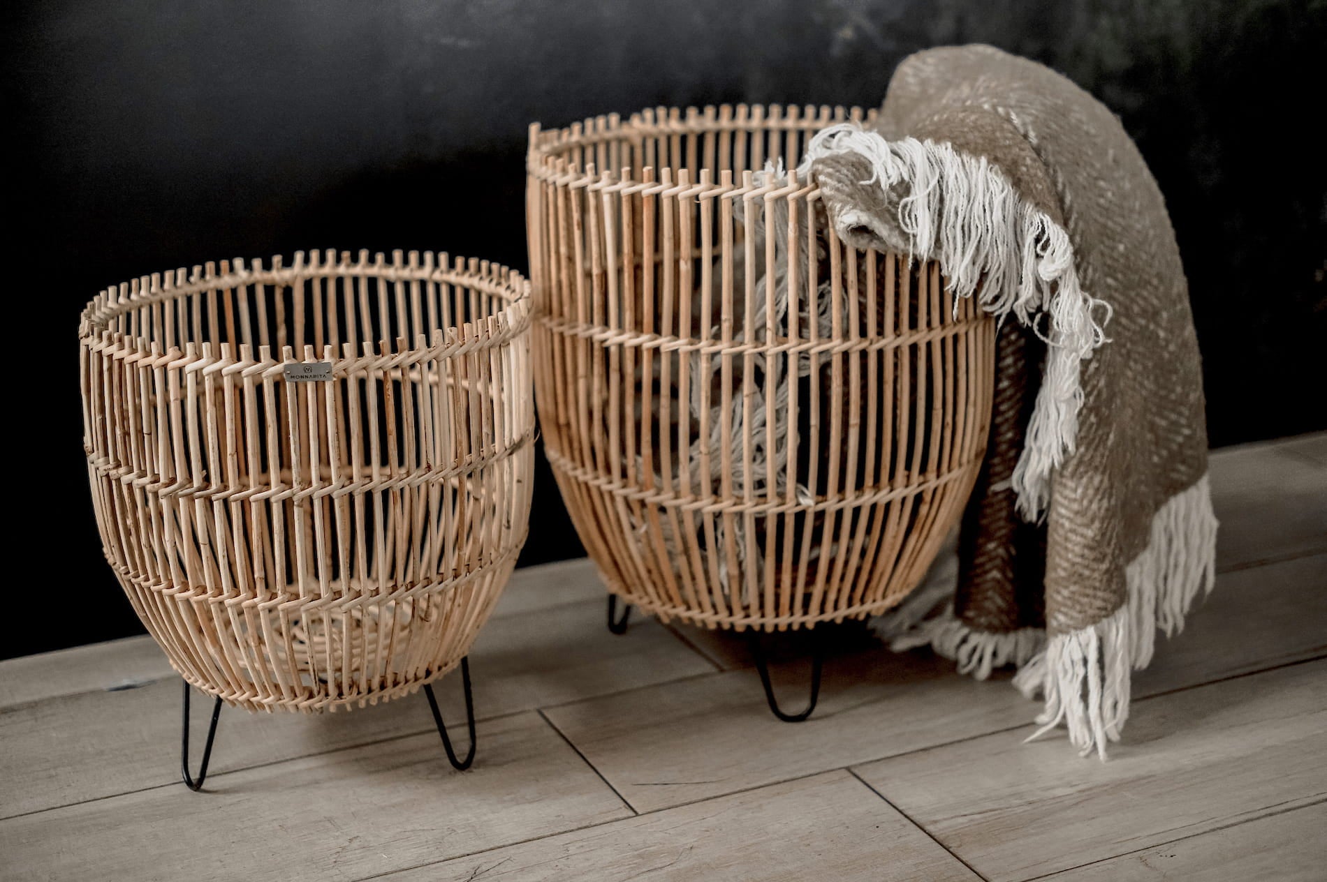 POT BASKET RATTAN LAURA SET OF 2