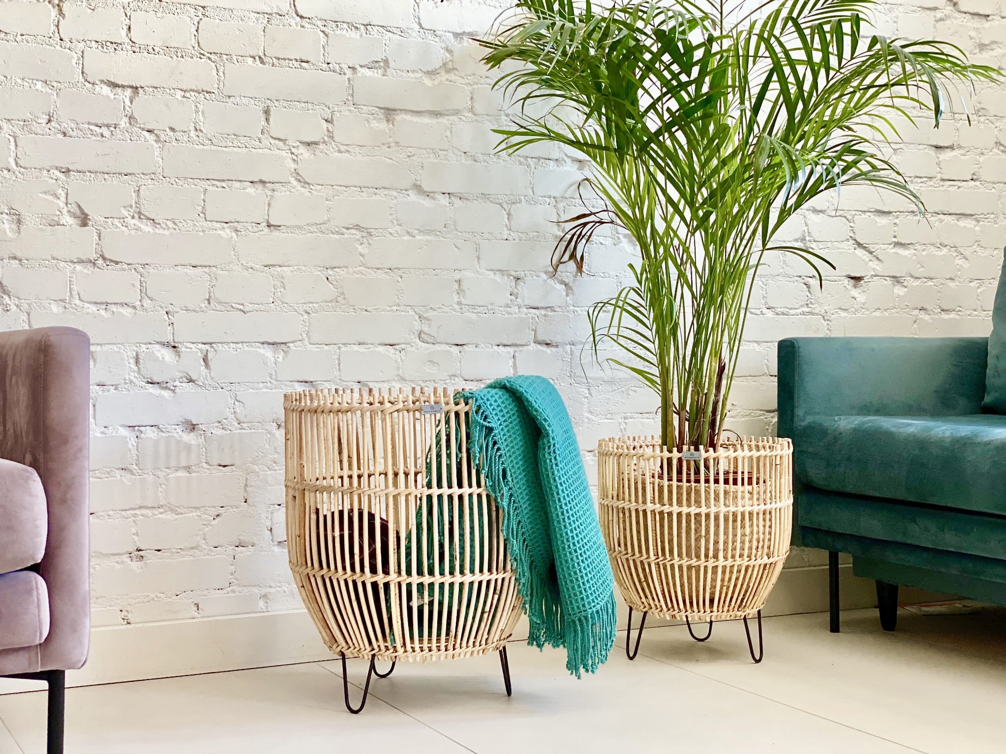 RATTAN POT BASKET LAURA SET OF 3