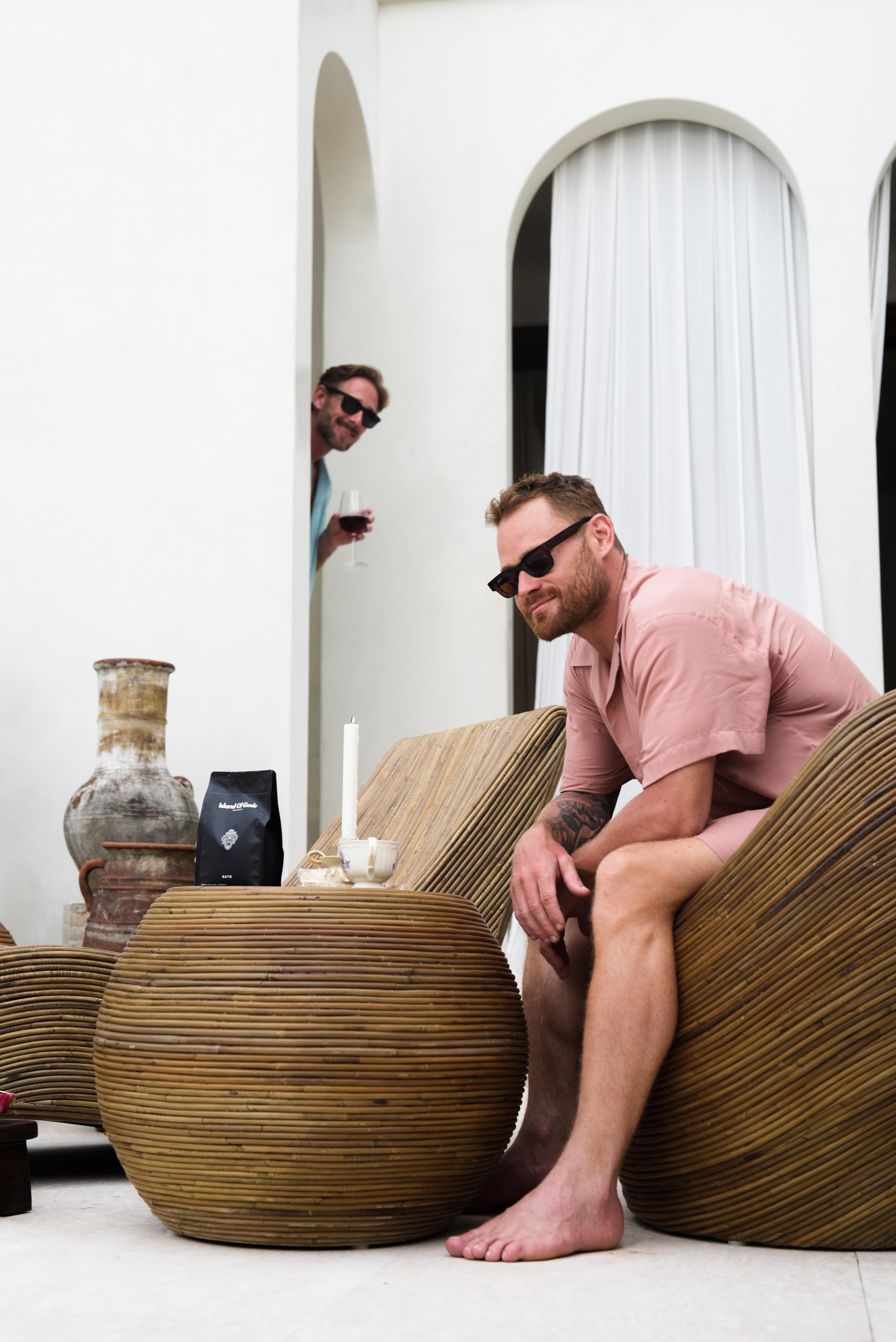 SET OF RATTAN DESK CHAIRS ROBIN DARK