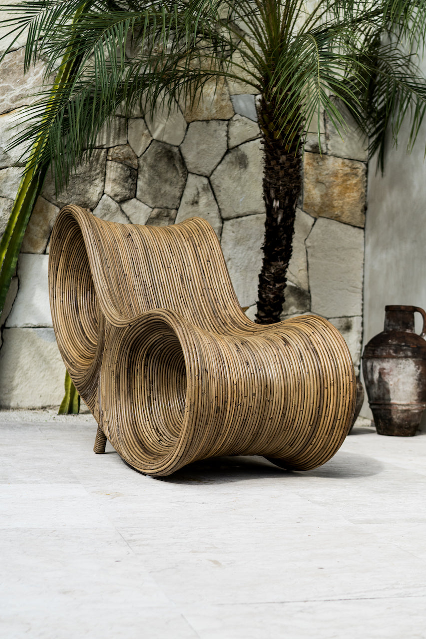 SET OF RATTAN DESK CHAIRS ROBIN DARK