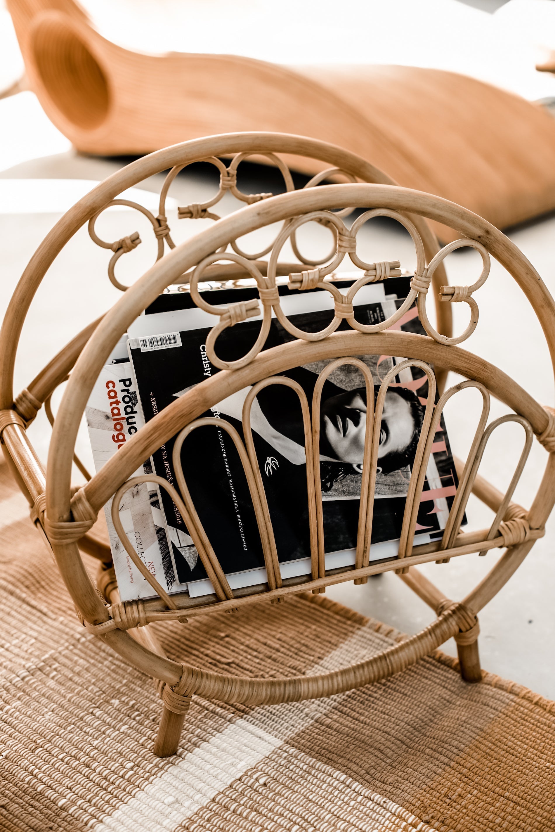 Rattan Newspaper Holder - Rattan Furniture - Boho Style Decor - Monnarita - handmade product