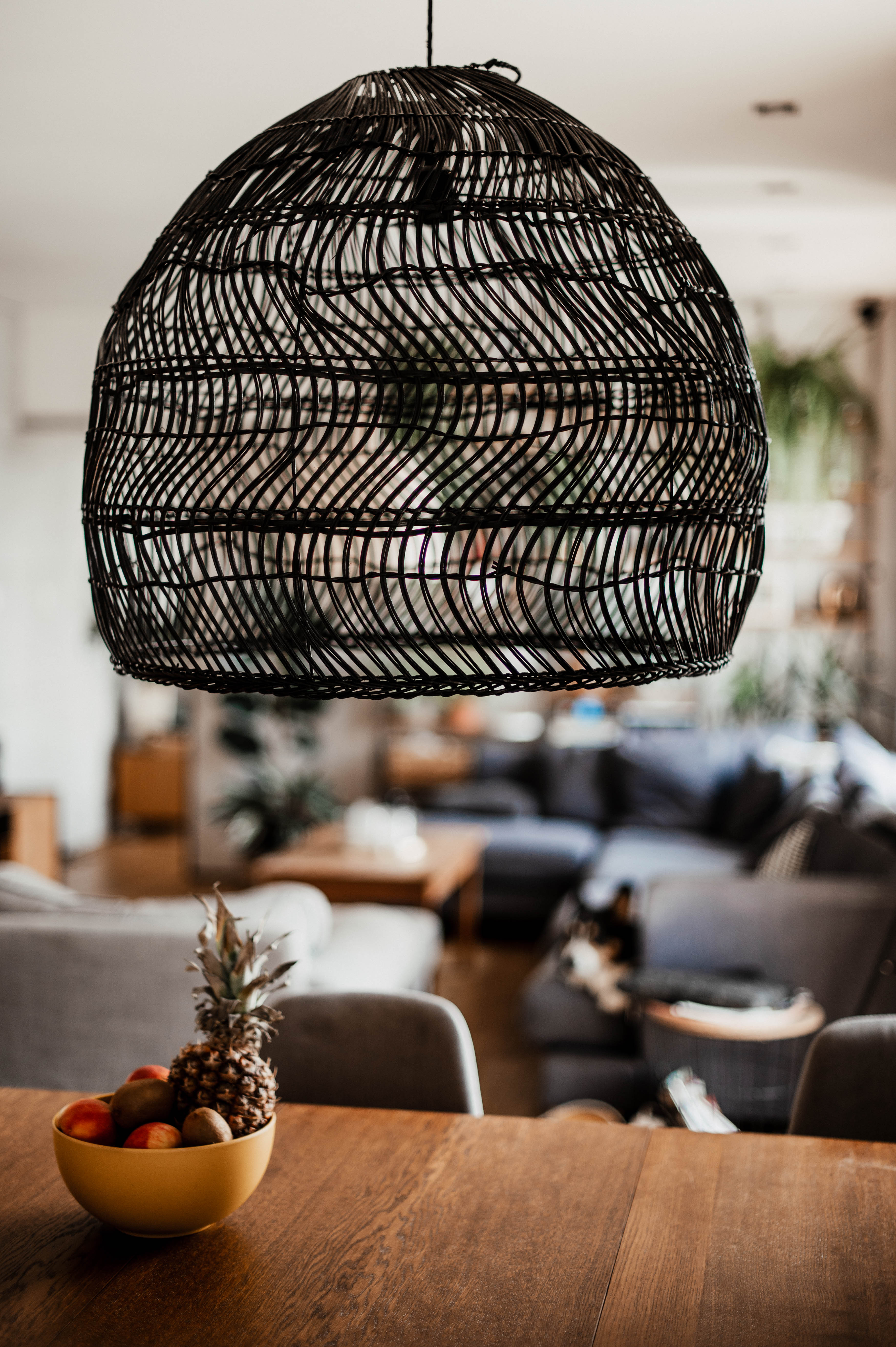 Black Rattan Lamp - Rattan Furniture - Boho Style Lamp - Monnarita - handmade lamp